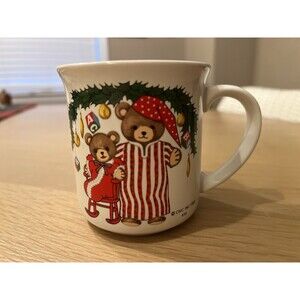 Vintage CMC Christmas Coffee Mug Teddy Bears in Pajamas